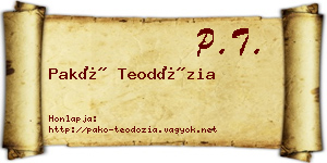 Pakó Teodózia névjegykártya